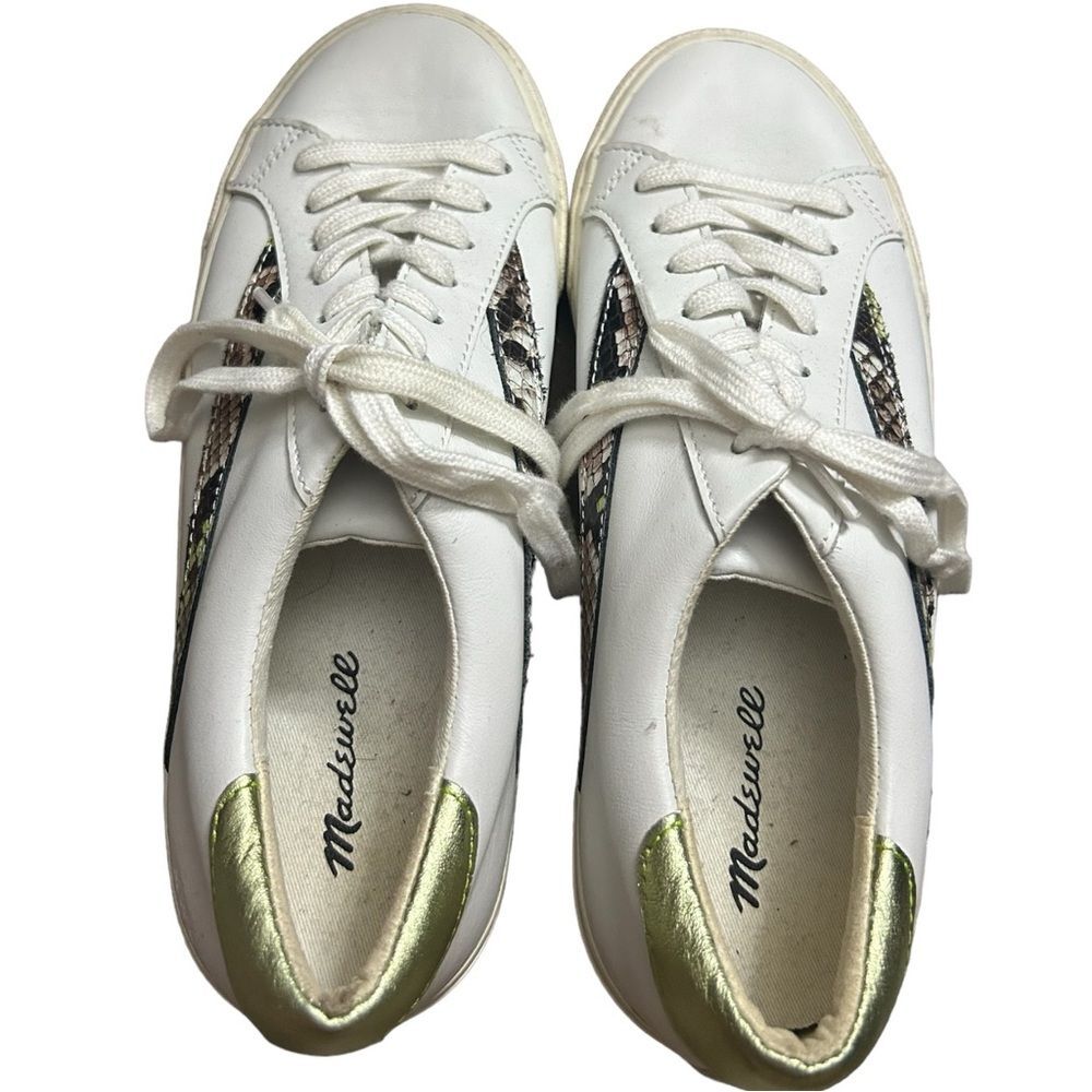 Madewell Sidewalk Leather Snake Print Sneakers Women’s 8.5 (Mens 7)